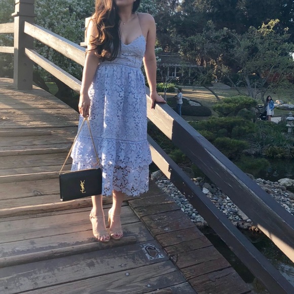 white christmas dresses Porcelain Flower Cutout Denim Dress